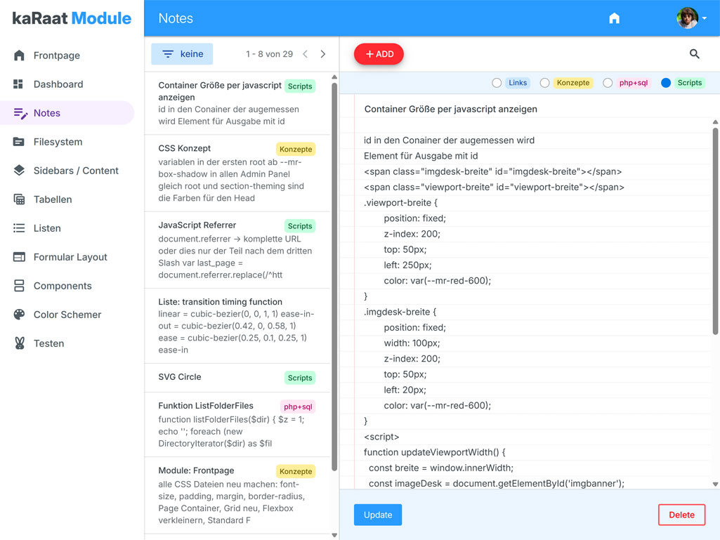 Screenshot Office Notes